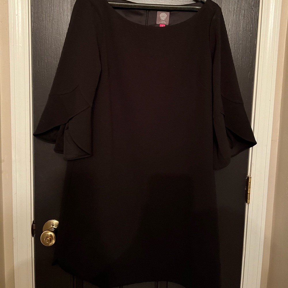 Vince Camuto Black Shift Dress with Detailed Sleeve